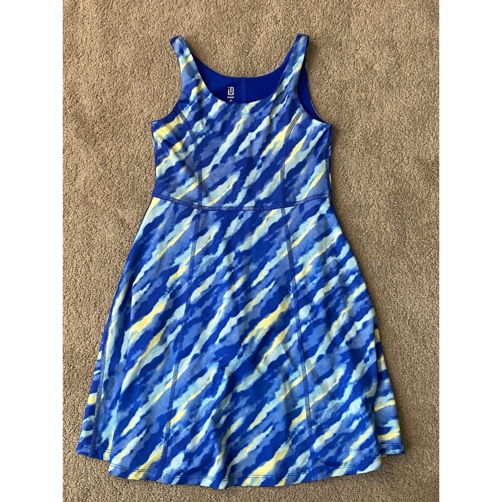 Ideology Tie-Dyed Style Flounce Blue & Yellow Athletic Dress Women’s Size S